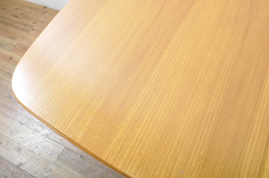 イギリスビンテージ　チーク材　北欧スタイルにおすすめ!!滑らかなフォルムの脚が印象的なダイニングテーブル(4人掛け、6人掛け、エクステンションテーブル、拡張式テーブル、食卓、ヴィンテージ、英国)(R-065820)