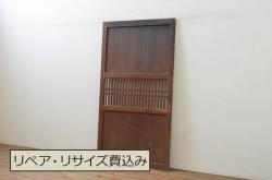 アンティーク建具　レトロなモールガラス入りのガラス扉1枚(木製扉、ドア)(R-067216)