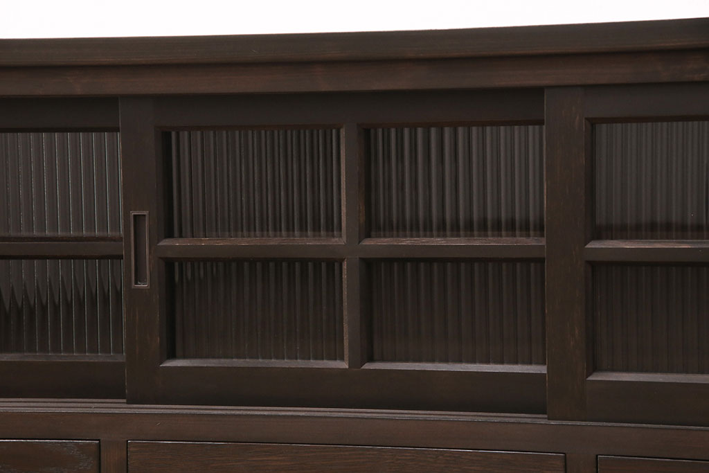 【オーダー注文・受注生産商品】ラフジュ工房オリジナル　モールガラスがアクセントのテレビ台(テレビボード、収納棚、戸棚、ローボード)