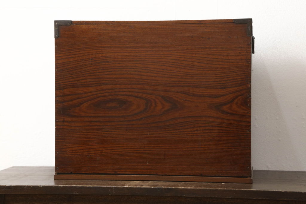 和製アンティーク　総欅(ケヤキ)　高級品　内部まで漆塗りの上質な小箪笥(小引き出し、卓上収納、小物収納)(R-058069)