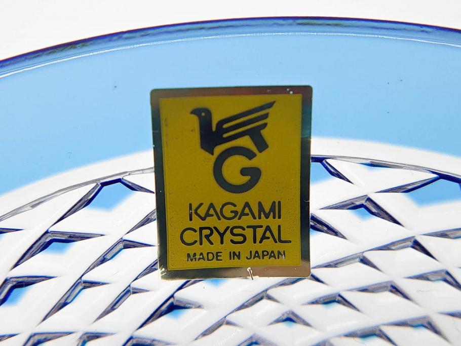 KAGAMI　カガミクリスタル　江戸切子　懐石杯(ブルーガラス、共箱付)(R-060480)