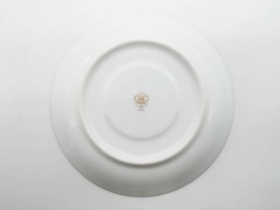 大倉陶園(OKURA、OAC)　瑠璃片葉金蝕　高貴な風格が感じられるカップ&ソーサー6客セット(ロイヤルブルー、金彩、C&S、洋食器、白磁、外箱付き)(R-079509)