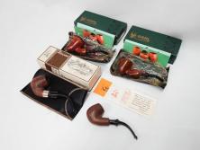 アイルランド　PETERSON’S(ピーターソン)　STERLING SILVER(スターリング シルバー)/デンマーク　BARI(バリ)　素材を生かしたデザインが持ち味のパイプ煙草4点セット(タバコ、木製、 喫煙具、煙草、煙管、キセル、箱付き、袋付き、北欧)(R-079513)