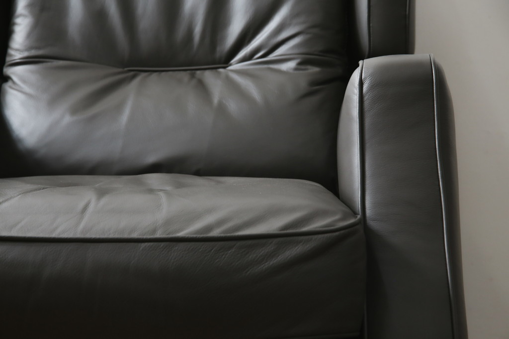 中古　プラスカーサ取り扱い　NATUZZI ITALIA(ナツッジイタリア)　AMADEUS(アマデウス)　メンズライクな空間づくりに活躍する1人掛けソファ(一人掛け、アームソファ、1P)(定価約45万円)(R-079099)