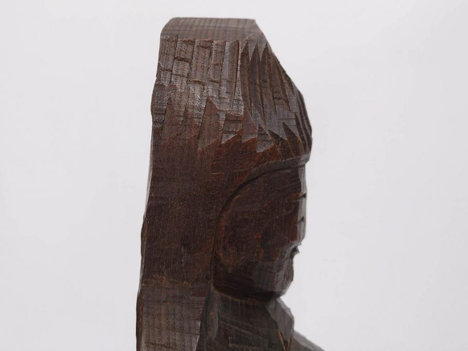 村野實　木彫　高さ 約13cm　円空仏(仏教美術、仏像、彫刻、置物、オブジェ、木製)(R-079465)