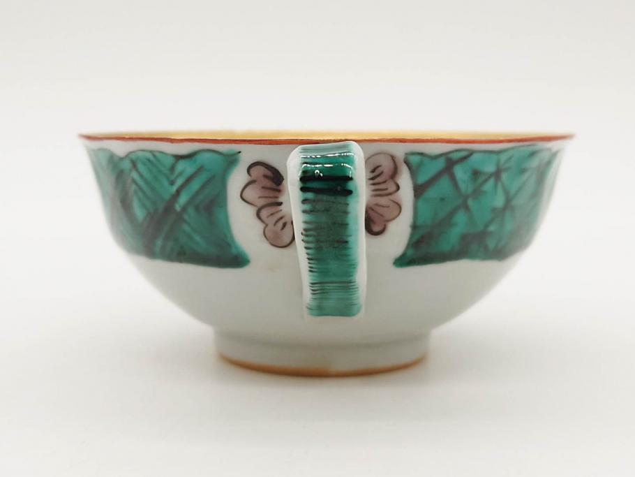 正木春蔵　九谷焼　色絵　染付　上品な花のデザインが魅力のカップ&ソーサー5客セット(金彩、フラワー、植物、C&S、碗皿、洋食器、裏印)(R-079516)
