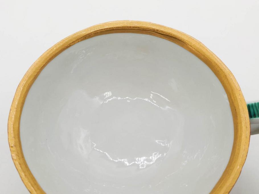 正木春蔵　九谷焼　色絵　染付　上品な花のデザインが魅力のカップ&ソーサー5客セット(金彩、フラワー、植物、C&S、碗皿、洋食器、裏印)(R-079516)