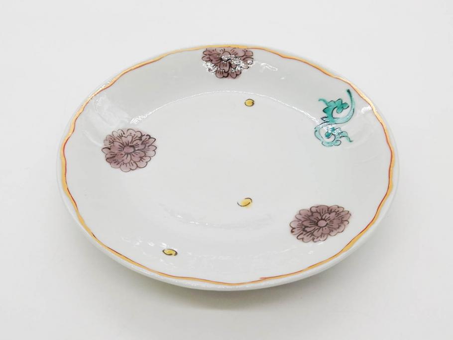 正木春蔵　九谷焼　色絵　染付　上品な花のデザインが魅力のカップ&ソーサー5客セット(金彩、フラワー、植物、C&S、碗皿、洋食器、裏印)(R-079516)