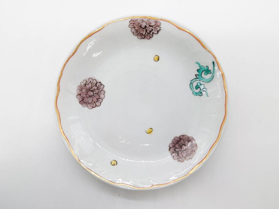 正木春蔵　九谷焼　色絵　染付　上品な花のデザインが魅力のカップ&ソーサー5客セット(金彩、フラワー、植物、C&S、碗皿、洋食器、裏印)(R-079516)