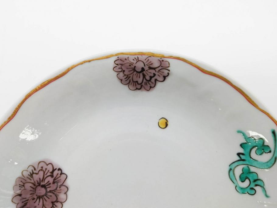 正木春蔵　九谷焼　色絵　染付　上品な花のデザインが魅力のカップ&ソーサー5客セット(金彩、フラワー、植物、C&S、碗皿、洋食器、裏印)(R-079516)
