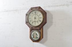 アンティーク雑貨　精工舎(SEIKOSHA、セイコー)　8日巻　頭丸型　レトロシックな柱時計(掛け時計、振り子時計)(R-037665)