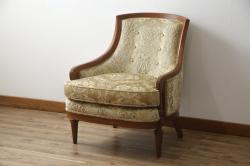 中古　美品!!　DREXEL HERITAGE(ドレクセルヘリテイジ)　Upholstery(アップホルスタリー)　エレガントな佇まいが魅力的な1人掛けソファ(1Pソファ、アームソファ、アームチェア、ラウンジチェア、サロンチェア、イージーチェア)(S-079078)