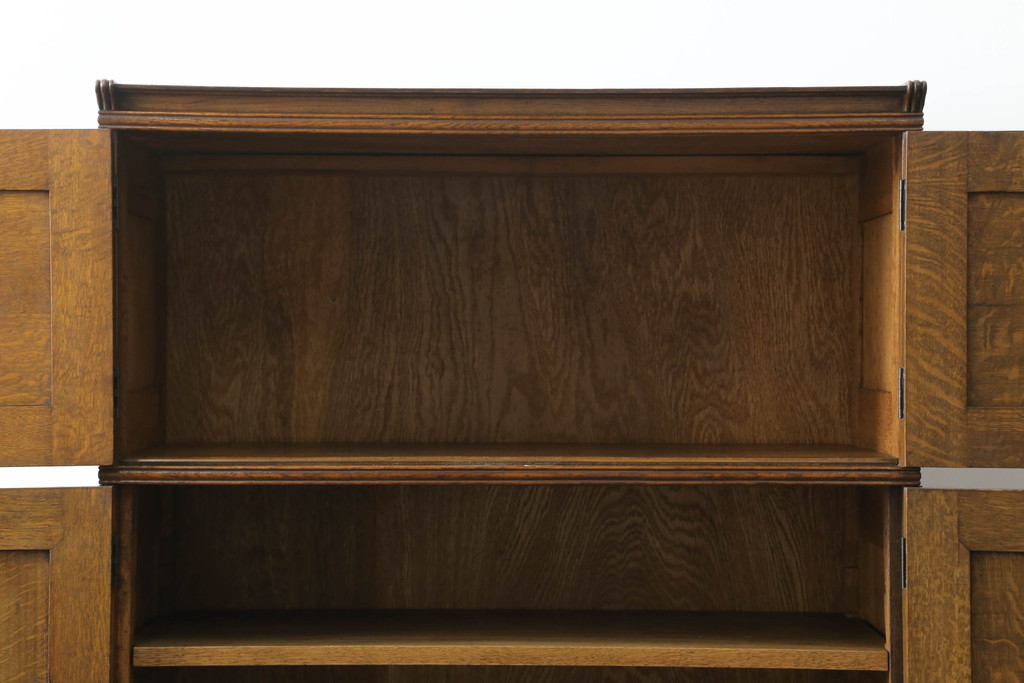 和製アンティーク　山葉(ヤマハ)家具風　ナラ材製のスタッキングキャビネット(収納棚、戸棚引き出し、チェスト)(R-051277)