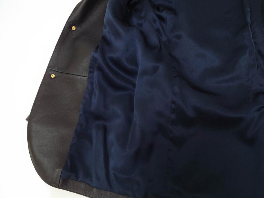 スペイン　LOEWE(ロエベ)　羊革　サイズ46　ラムレザージャケット(シープスキン、アウター、メンズ、男性、黒、ブラック、皮製品、裏地付き)(R-079598)