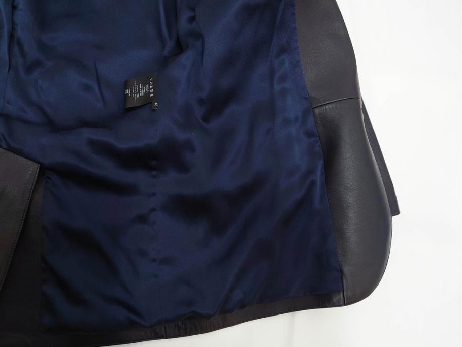 スペイン　LOEWE(ロエベ)　羊革　サイズ46　ラムレザージャケット(シープスキン、アウター、メンズ、男性、黒、ブラック、皮製品、裏地付き)(R-079598)