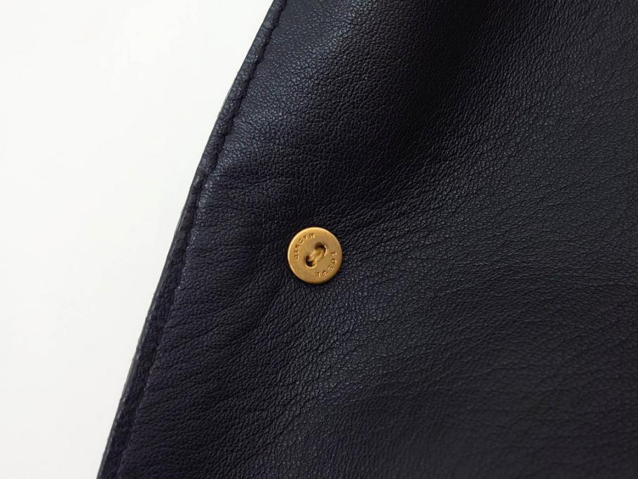 スペイン　LOEWE(ロエベ)　羊革　サイズ46　ラムレザージャケット(シープスキン、アウター、メンズ、男性、黒、ブラック、皮製品、裏地付き)(R-079598)