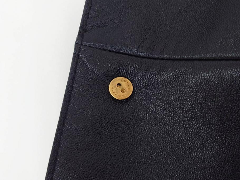スペイン　LOEWE(ロエベ)　羊革　サイズ46　ラムレザージャケット(シープスキン、アウター、メンズ、男性、黒、ブラック、皮製品、裏地付き)(R-079598)