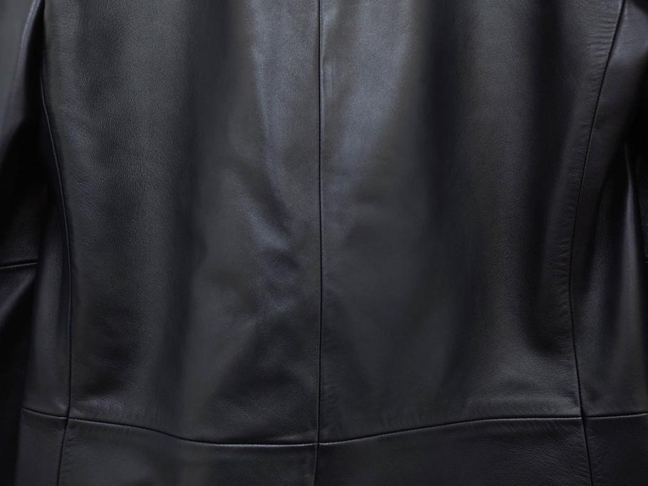 スペイン　LOEWE(ロエベ)　羊革　サイズ46　ラムレザージャケット(シープスキン、アウター、メンズ、男性、黒、ブラック、皮製品、裏地付き)(R-079598)