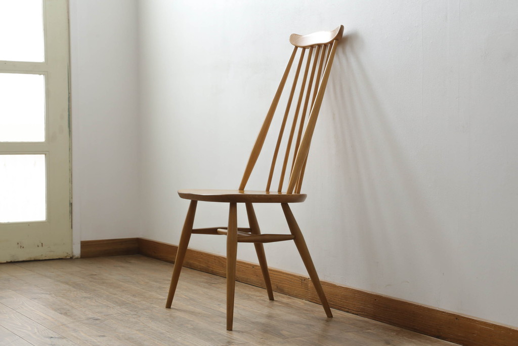 イギリスビンテージ　ERCOL(アーコール)　ゴールドスミス　北欧テイストのお部屋におすすめ!!洗練された佇まいが魅力的なチェア (ダイニングチェア、椅子、イス、板座チェア、ヴィンテージ)(R-062205)