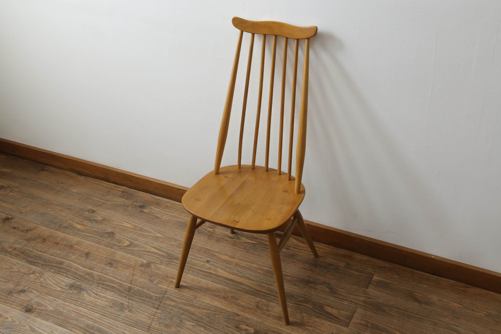 イギリスビンテージ　ERCOL(アーコール)　ゴールドスミス　北欧テイストのお部屋におすすめ!!洗練された佇まいが魅力的なチェア (ダイニングチェア、椅子、イス、板座チェア、ヴィンテージ)(R-062205)