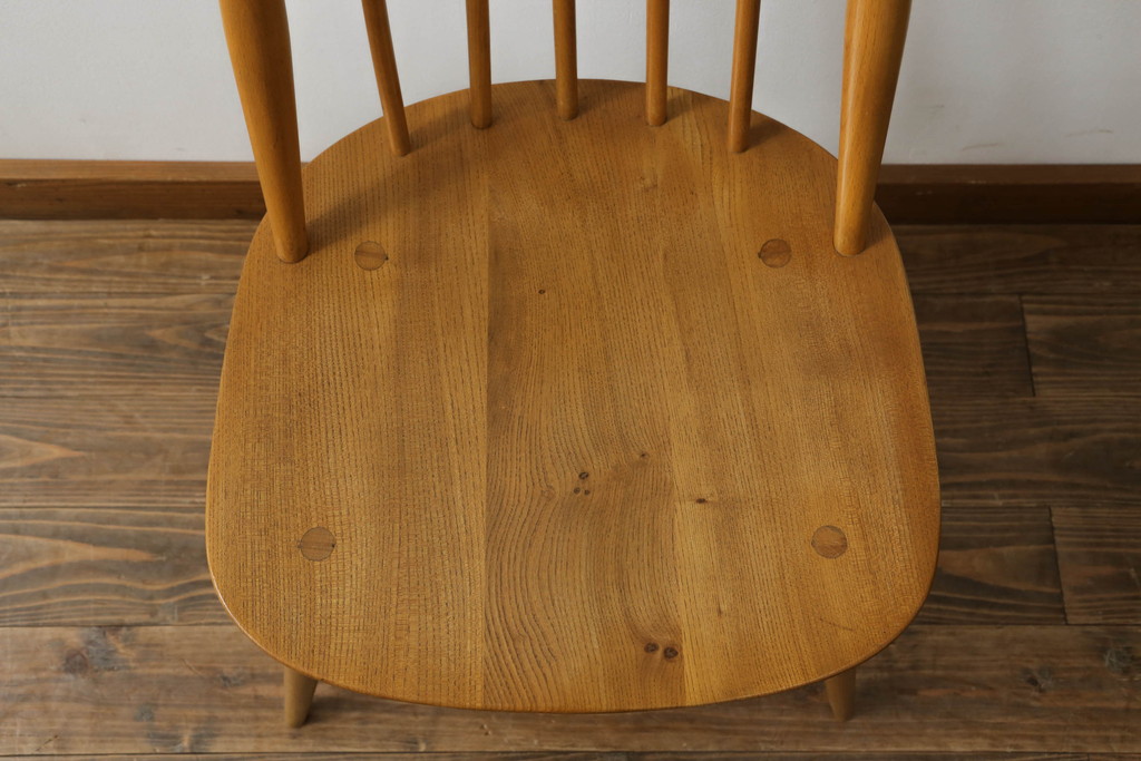 イギリスビンテージ　ERCOL(アーコール)　ゴールドスミス　北欧テイストのお部屋におすすめ!!洗練された佇まいが魅力的なチェア (ダイニングチェア、椅子、イス、板座チェア、ヴィンテージ)(R-062205)