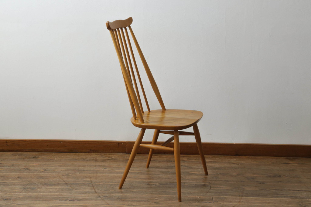 イギリスビンテージ　ERCOL(アーコール)　ゴールドスミス　北欧テイストのお部屋におすすめ!!洗練された佇まいが魅力的なチェア (ダイニングチェア、椅子、イス、板座チェア、ヴィンテージ)(R-074548)