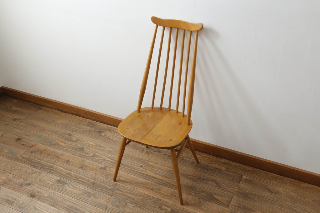 イギリスビンテージ　ERCOL(アーコール)　ゴールドスミス　北欧テイストのお部屋におすすめ!!洗練された佇まいが魅力的なチェア (ダイニングチェア、椅子、イス、板座チェア、ヴィンテージ)(R-074548)