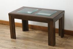 中古　カリモク家具(karimoku)　domani(ドマーニ)　洗練されたモダンデザインが魅力!!ガラストップのローテーブル(センターテーブル、カフェテーブル、コーヒーテーブル)(R-066057)