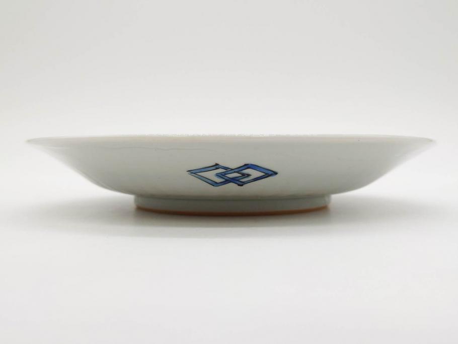 正木春蔵　九谷焼　染付　約19cm　6.2寸　食卓を明るく彩る中皿5枚セット(菊、花、和皿、和食器、なます皿、裏印、六寸二分)(R-079517)