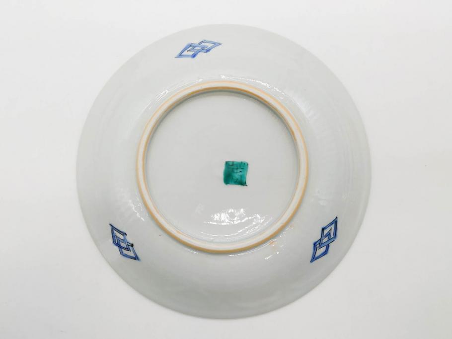正木春蔵　九谷焼　染付　約19cm　6.2寸　食卓を明るく彩る中皿5枚セット(菊、花、和皿、和食器、なます皿、裏印、六寸二分)(R-079517)