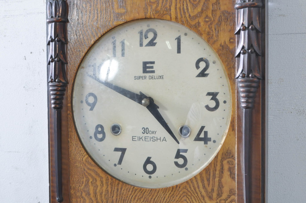 和製アンティーク　EIKEISHA(栄計舎) 30DAY　昭和レトロ　昔懐かしい雰囲気の掛け時計(柱時計、古時計)(R-072198)
