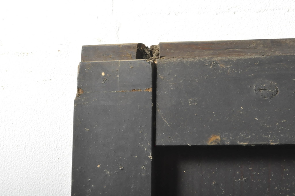 アンティーク建具　古民家インテリアにもおすすめの障子帯戸2枚セット(引き戸、板戸、格子帯戸、障子戸)(R-079673)