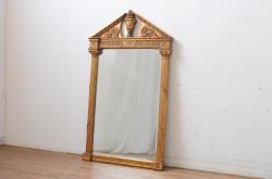 アンティーク雑貨　ラフジュ工房オリジナル　ペイント　落ち着いたイエローが空間のアクセントになるウォールミラー(鏡)(2)