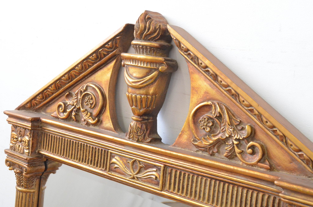 中古　古代の西洋建築のようなデザインが魅力的なウォールミラー(壁掛け鏡)(R-065562)
