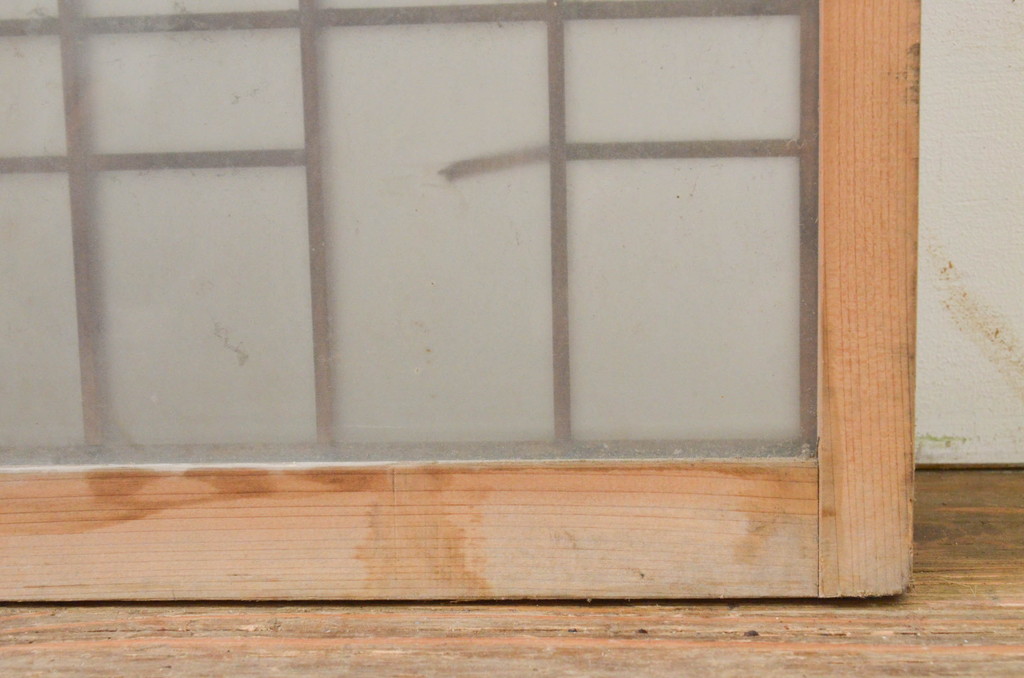 アンティーク建具　片面ガラス　和の空間を演出する組子入り窓1枚(明り取り、明かり取り、ガラス戸、ガラス窓)(R-071897)
