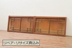 アンティーク建具　大正ロマンの雰囲気漂う両面面取り加工の幅狭ガラス戸4枚セット(引き戸)(R-066734)