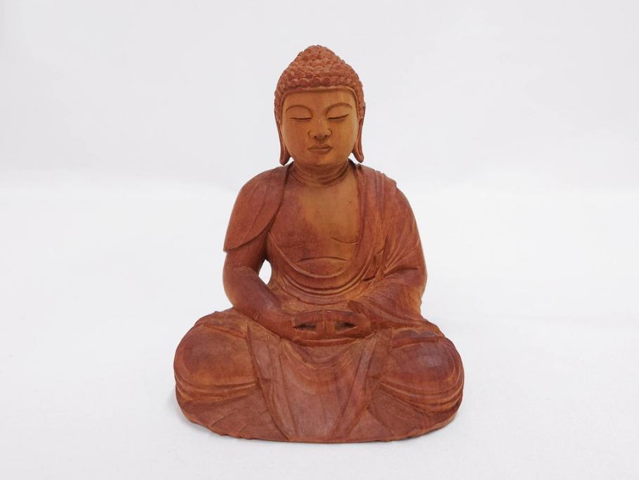 小宮茂　木彫　釈迦如来像(木製、仏像、仏教美術、置物、オブジェ、松久宗琳、ガラスケース付き、佛像彫刻作品集付き)(R-079520)