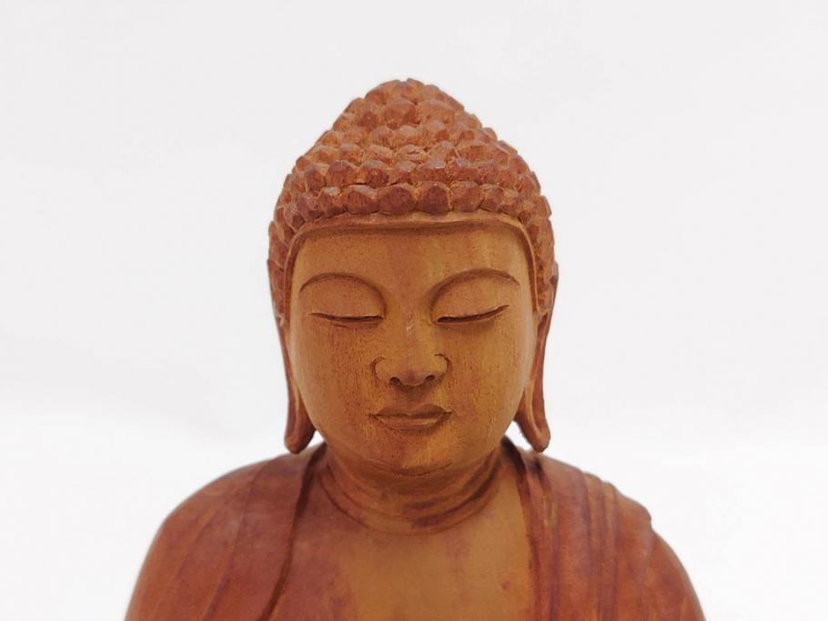 小宮茂　木彫　釈迦如来像(木製、仏像、仏教美術、置物、オブジェ、松久宗琳、ガラスケース付き、佛像彫刻作品集付き)(R-079520)