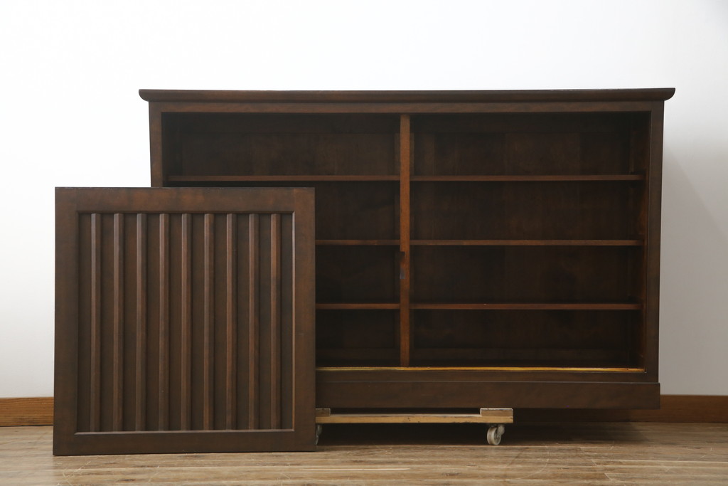 中古　美品　松本民芸家具　落ち着きのある和モダンデザインが魅力的なC型下駄箱(別注品)(収納棚、戸棚、サイドボード、キャビネット)(R-079100)