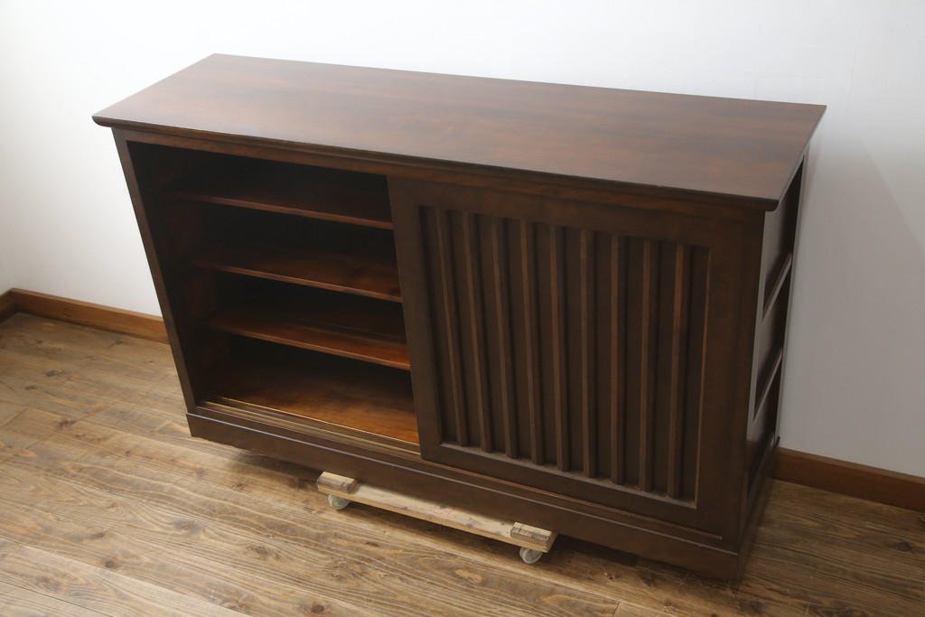 中古　美品　松本民芸家具　落ち着きのある和モダンデザインが魅力的なC型下駄箱(別注品)(収納棚、戸棚、サイドボード、キャビネット)(R-079100)