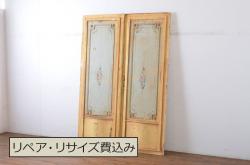 アンティーク建具　希少デザイン!!　松材　和モダンな鉄格子蔵戸1枚(引き戸、玄関戸)(R-080232)