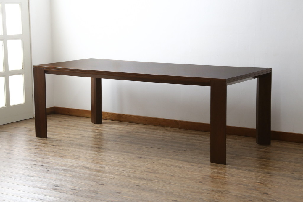 中古　カリモク家具(karimoku)　domani(ドマーニ)　Excel-Life(エクセルライフ)　ウォールナット材　直線のシルエットが印象的なダイニングテーブル(食卓、作業台、机、4人掛け、6人掛け)(定価約56万円)(R-072925)