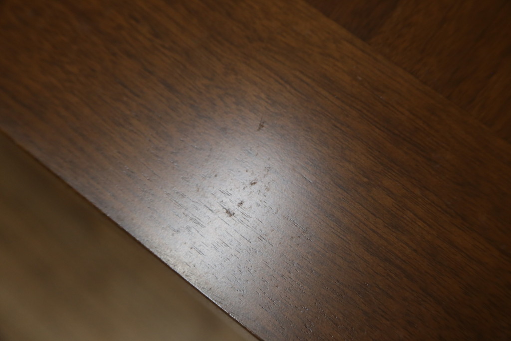 中古　カリモク家具(karimoku)　domani(ドマーニ)　Excel-Life(エクセルライフ)　ウォールナット材　直線のシルエットが印象的なダイニングテーブル(食卓、作業台、机、4人掛け、6人掛け)(定価約56万円)(R-072925)