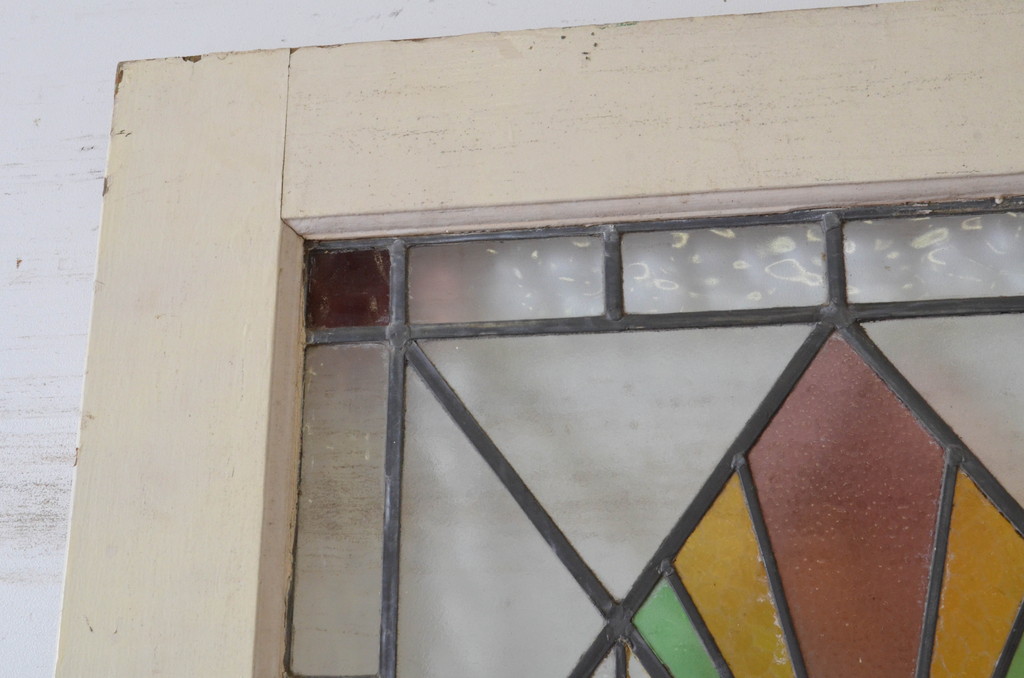 イギリス(英国)アンティーク!ペイント仕上げ限定!ステンドグラス入りの色ガラスペイントドア1枚(玄関ドア、玄関扉、建具)(R-064959)