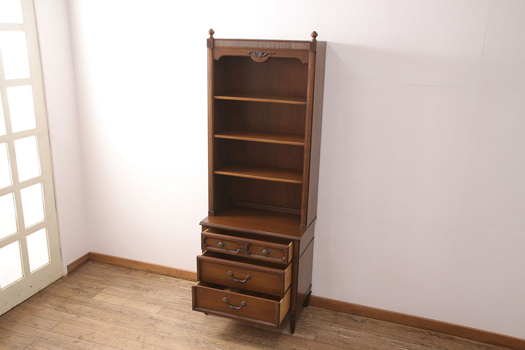 ヴィンテージ　DREXEL HERITAGE(ドレクセルヘリテイジ)　希少品!Italian Provincial(イタリアン プロヴィンシャル)シリーズのマホガニー材製キャビネット(定価約45万円)(収納棚、飾り棚、ビンテージ)(R-047874)