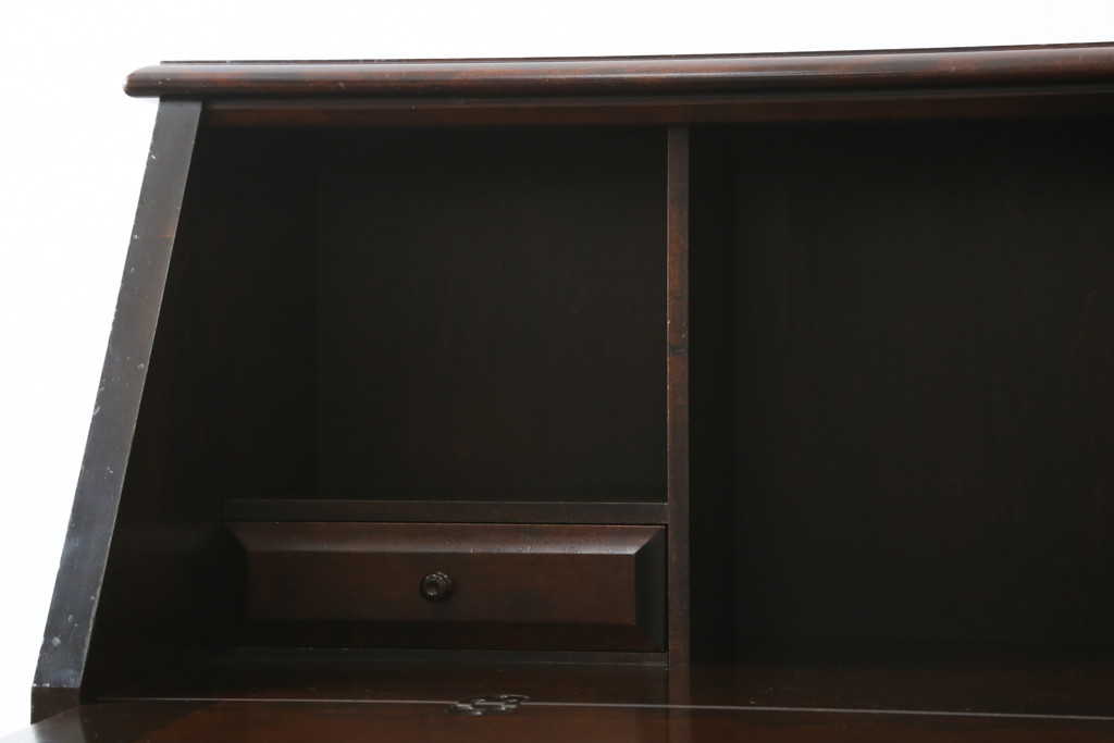 中古　北海道民芸家具　希少な絶版品!両袖タイプで収納力も抜群のライティングビューロー(デスク、両袖机、在宅用、在宅ワーク)(R-070011)