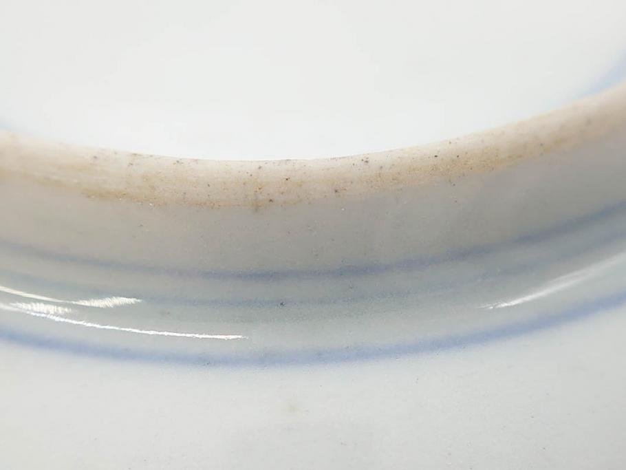 江戸期　大聖寺伊万里　染付　格子文　石畳文　奇玉珍玩　約10cm　3.3寸　華やかで美しい小皿2枚セット(色絵、小紋、梅、菊、花、松、なます皿、豆皿、手塩皿、深皿、和皿、和食器、三寸三分)(R-079560)