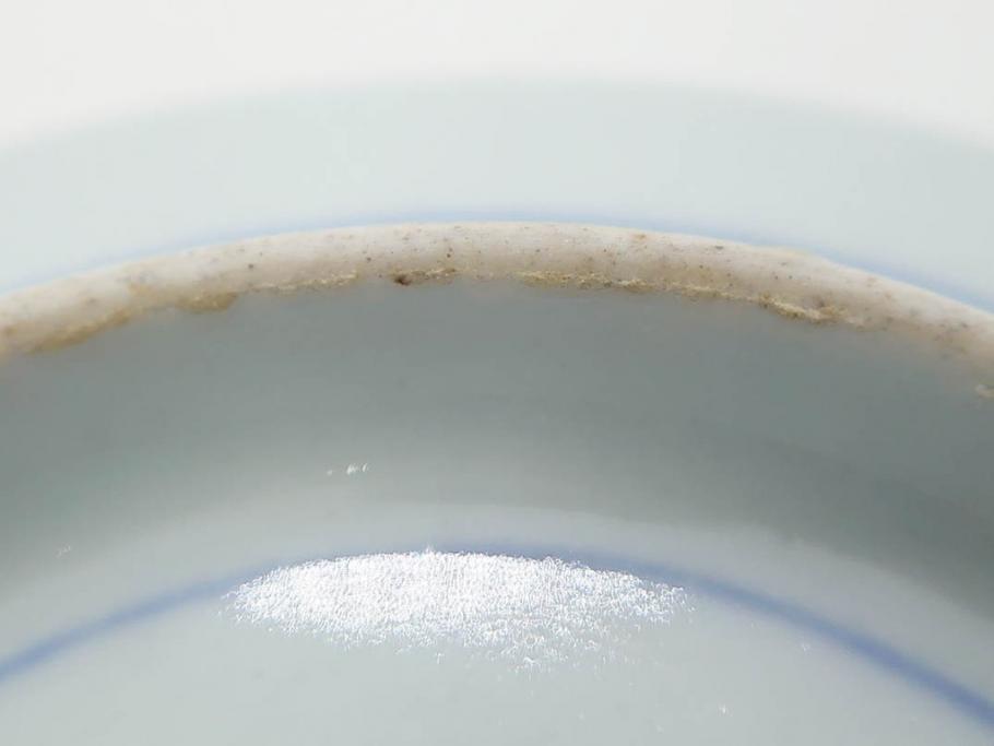 江戸期　大聖寺伊万里　染付　格子文　石畳文　奇玉珍玩　約10cm　3.3寸　華やかで美しい小皿2枚セット(色絵、小紋、梅、菊、花、松、なます皿、豆皿、手塩皿、深皿、和皿、和食器、三寸三分)(R-079560)