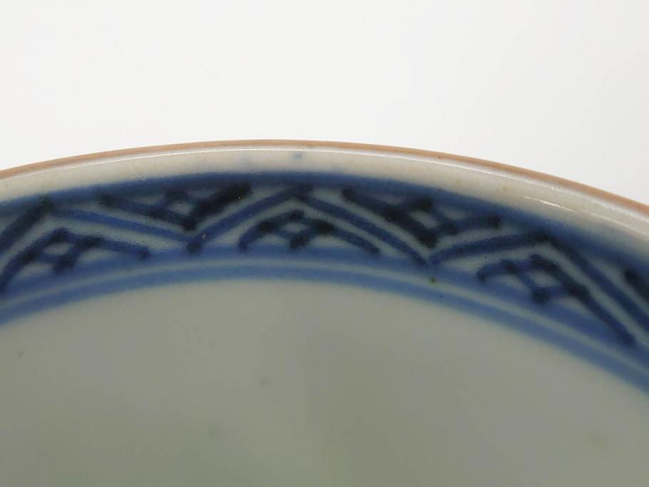 江戸期　古伊万里　染付　細かな絵付けが可愛らしいお猪口6客セット(金彩、扇、梅、花、蕎麦猪口、酒器、おちょこ、御猪口、湯呑み、湯のみ、和食器)(R-079561)
