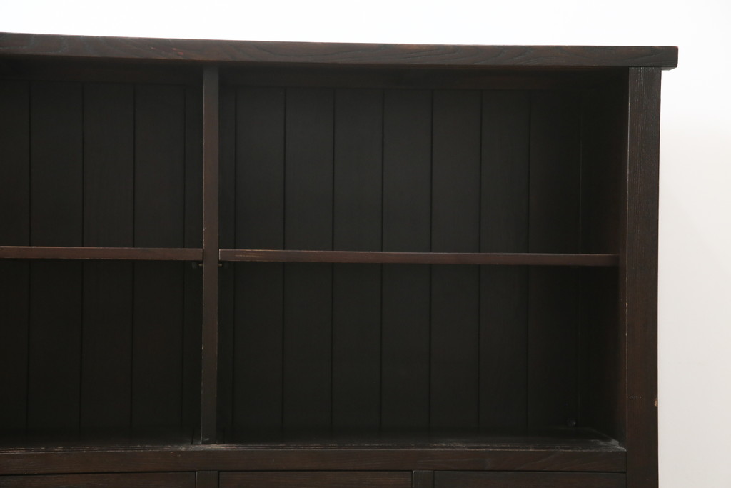 中古　美品!!　総栗材　浮造り仕上げ　上品な和を演出する五尺水屋箪笥サイドボード(収納棚、戸棚、サイドキャビネット、食器棚)(R-079153)